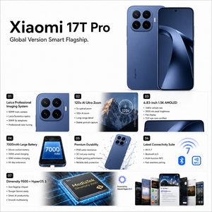Xiaomi 5G รุ่น Pro ปี 2026 รุ่นดั้งเดิม 17T  โทรศัพท์มือถือ Octa Core CDMA  กล้องคมชัด  ชิปประมวลผล Dimensity 9500 แบตเตอรี่ 7000mAh ชาร์จไว 100W หน้าจอ 144Hz  3nm - Product Image 3