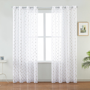 Stampa a caldo su misura foglia pressata argento e stella modello 75gsm tenda in Voile morbido <span class=keywords><strong>lino</strong></span> sottile <span class=keywords><strong>tende</strong></span> trasparenti - Product Image 3