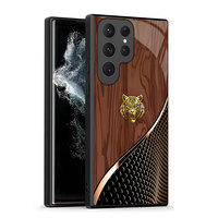 Étui en verre haut de gamme compatible avec le téléphone portable Samsung S24 Plus, étui pour S21 S22 S23 Ultra, coque de protection en grain de bois A35 Tiger