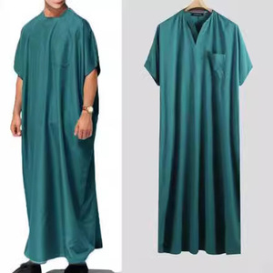 Ropa Islámica de Manga Corta, Kaftan, Jubah, Abaya, Jalabiya, Thobe Árabe, <span class=keywords><strong>Jalaba</strong></span>, Vestido Largo Musulmán para Hombre, Perfecto para Vestimenta Cultural - Product Image 6