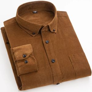 Botón personalizado hasta otoño/invierno cálido calidad 100% algodón PANA manga larga botón cuello elegante camisas casuales para hombres - Product Image 2