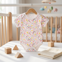 Baby-Strampler Neugeborenen-Einteiler Baumwoll-Jumpsuit mit Knopfverschluss Kariertes Blumenmuster Niedliche Babykleidung Großhandel