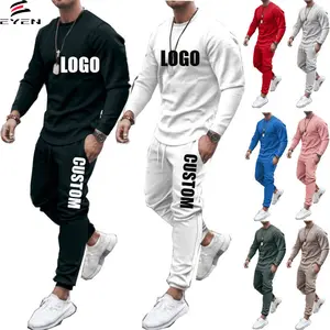 Hot Sale AUTUMN Custom Logo Made Outdoor Men's Fashion Jogger Clothes Suits Soild Clothing Two-piece Adult Sweater Apparel Sets