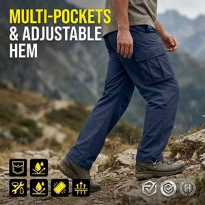 <span class=keywords><strong>Pantalon</strong></span> cargo de <span class=keywords><strong>randonnée</strong></span> pour homme Saiki, résistant à l'eau, Ripstop, multi-poches, <span class=keywords><strong>pantalon</strong></span> technique de plein air avec ourlet réglable pour la <span class=keywords><strong>randonnée</strong></span> - Product Image 2