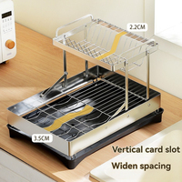 Égouttoir à vaisselle double couche résistant à la rouille avec plateau de récupération d'eau pour comptoir de cuisine