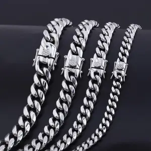 Collar de cadena cubana de acero inoxidable para hombre, pulsera chapada en oro, estilo Hip Hop, Miami cubana, venta al por mayor - Product Image 5