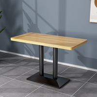 Tables de salle à manger rectangulaires de haute qualité en gros, ensembles de tables et chaises en acier inoxydable et bois massif pour hôtels