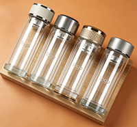 Bouteilles isothermes à double paroi et thermos en verre borosilicate, portables, pour le thé et l'eau, 300 ml / 12 oz, avec infuseur
