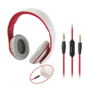 Headphone berkabel Stereo, Earphone Hi-Fi Headset On-Ear headphone Gaming olahraga Hi-Fi dengan kontrol Volume port 3.5mm