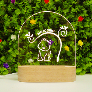 Oval lindo perro patrón acrílico <span class=keywords><strong>regalo</strong></span> USB madera cumpleaños <span class=keywords><strong>regalo</strong></span> conjunto <span class=keywords><strong>noche</strong></span> luz romántica 3D ilusión LED lámparas <span class=keywords><strong>de</strong></span> luz - Product Image 2