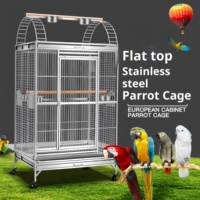 Cage à oiseaux en acier inoxydable de grande taille 91x66x172cm, volière robuste pour perroquets avec 5 coupelles et 2 perchoirs pour intérieur/extérieur