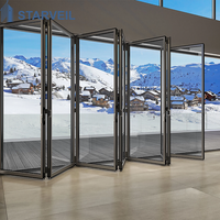 Porte patio pliante en aluminium à double vitrage pour balcon surélevé, avec verre de sécurité trempé et cadre à rupture de pont thermique