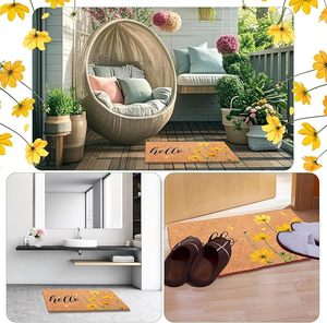 Felpudo de fibra de coco natural de verano, alfombrillas Hello <span class=keywords><strong>Mats</strong></span> de bienvenida de verano para puerta delantera, alfombrillas decorativas antideslizantes para entrada de cocina - Product Image 5