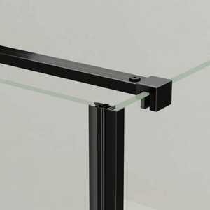 Puerta Corredera de <span class=keywords><strong>Ducha</strong></span> con Marco de Aluminio Negro y Vidrio Templado, con <span class=keywords><strong>Ruedas</strong></span> Inferiores, para Baño - Product Image 2