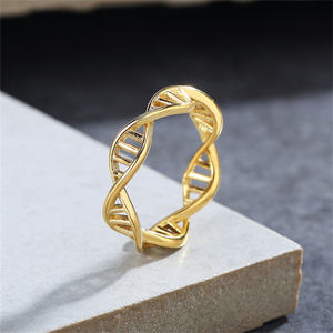 Verlovingsgeschenk Vergulde Roestvrijstalen Holle Ringen Draai <span class=keywords><strong>Dna</strong></span> Helix Ringen - Product Image 1