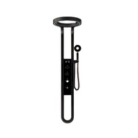 Système de douche moderne en laiton massif noir mat avec LED Halo, effet pluie, numérique, Ducha Inteligente