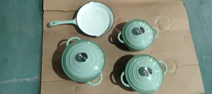 Set di 7 Pentole in <span class=keywords><strong>Ghisa</strong></span> Smaltata con Coperchi, Antiaderenti, Logo Personalizzato OEM ODM - Product Image 3