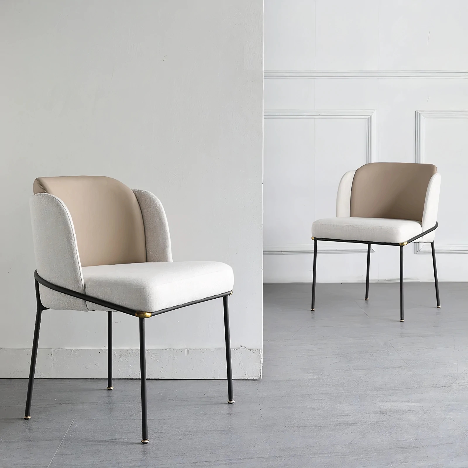 Home furniture modern light luxury custom linen woven fabric restaurant hotel cheap dining chair with metal legs