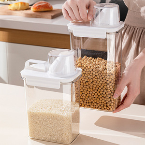 Food Storage Container Rectangle Clip-on Lid 1100ml 1800ml 2300ml Rice <b>Flour</b> Grain Storage Box Airtight Moisture Proof Insect - Product Image 1