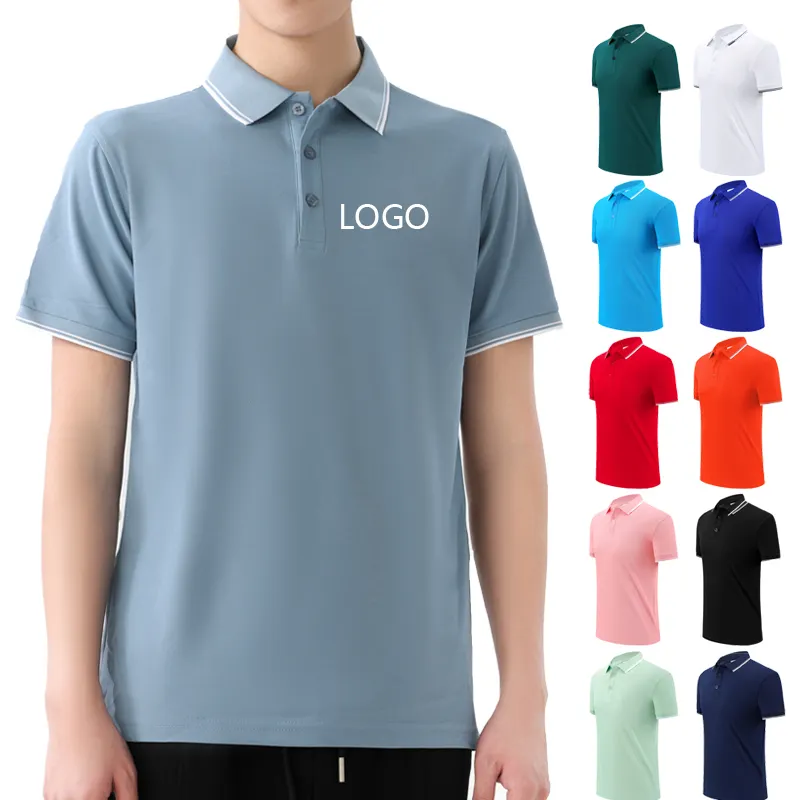 थोक डिज़ाइन कस्टम लोगो रंग मिलान पोलो शर्ट मुद्रित गोल्फ पोलो शर्ट पुरुषों के लिए 100% पॉलिएस्टर टीशर्ट जल्दी सूखने वाली