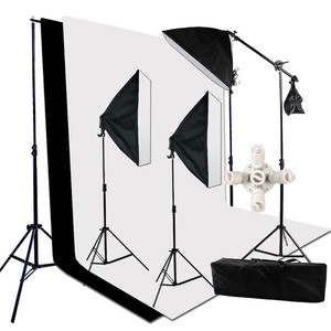 Studio Photography Boom Arm <strong>Light</strong> Stand <strong>Soft</strong> <strong>Box</strong> Background Backdrops 45W Lighting Kit - Product Image 1