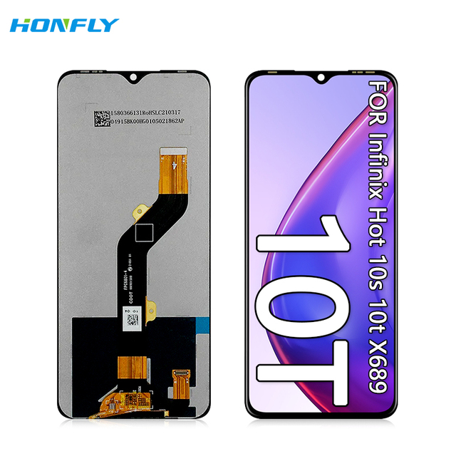 Honfly 6.82" Good Quality Mobile Phone Lcd for Infinix Hot 10t 10s X689 Lcd Touch Screen Display X689C X689B Screen Replacement