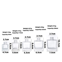 Flacon diffuseur carré en verre pour parfum et aromathérapie, avec couvercle en aluminium, 50 ml, 100 ml, 150 ml, 200 ml, 250 ml