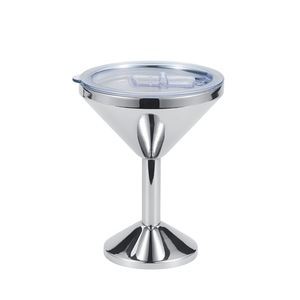 Tazza da Cocktail diretta in fabbrica Margarita Party doppia parete in acciaio inossidabile calice 280ml/8oz logo personalizzato tazza di vino colorata con coperchio - Product Image 3