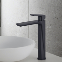 Robinet de lavabo d'eau de salle de bain moderne monotrou en laiton noir personnalisé de vente directe d'usine