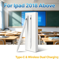Stylet de dessin WK pour iPad 4ème génération, double mode de charge USB-C, compatible sans fil et magnétique, 2018-2026, avec boutons de raccourci