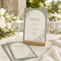 Cartes de menu de mariage personnalisées en vert sauge, menus de table de réception de jardin personnalisés