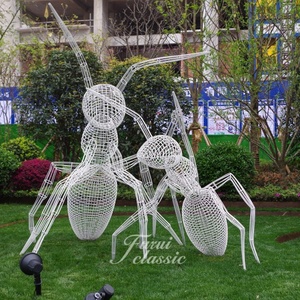 Scultura di <span class=keywords><strong>Formica</strong></span> in Rete Metallica Cava in Acciaio Inossidabile, Statua Metallica Artistica per Esterni, Giardino, Parco, Paesaggio - Product Image 4