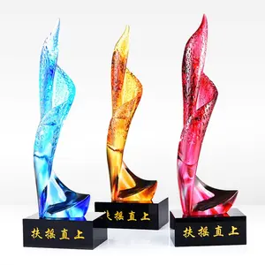 Fashion Crystal Trophy Award With Wooden Base