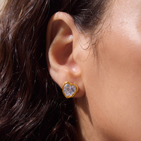 Perhiasan X&L Anting Baja Tahan Karat Berlapis PVD Emas 18K untuk Wanita Perhiasan Anting Kancing Tahan Air Zirkon Geometris Baru