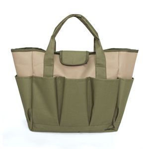 Portable Garden <b>Tool</b> Bag Storage Set 5-9 Pockets <b>Top</b> Handle Army Green Khaki Toolkit Handbag - Product Image 5