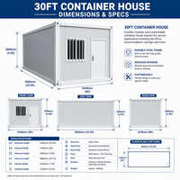 Maison conteneur pliable de 30 pieds, bâtiment modulaire préfabriqué pour bureau, clinique, salle de classe