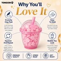 Jouet anti-stress TONGXIN en forme de tasse de bubble tea en argile brillante et croustillante, jouet macaron moelleux, jouet anti-stress Boba Tea Squishy Crunchy Squish Toy Studio