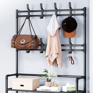 Nuevo Diseño de Perchero <span class=keywords><strong>Vertical</strong></span> de Metal de Dos Niveles con Zapatero <span class=keywords><strong>para</strong></span> Sala de Estar y Baño - Product Image 6