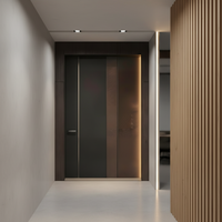 Portes pivotantes de sécurité modernes en aluminium pour villa, style américain de luxe, anti-effraction, étanches, portes d'entrée extérieures résidentielles