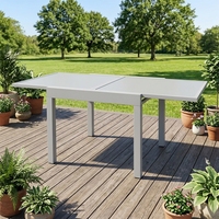 Table à manger extensible rectangulaire moderne et contemporaine en verre trempé avec pieds en métal, 6 places, pour salle à manger