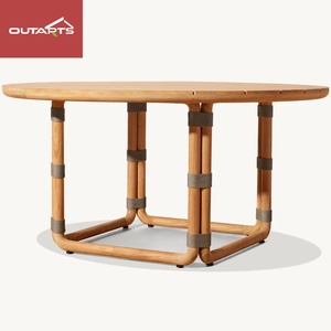 Set di Tavolo e Sedie da Esterno in Legno di Teak, <span class=keywords><strong>Arredamento</strong></span> Moderno per Giardino, Terrazza, Hotel e Cortile - Product Image 4