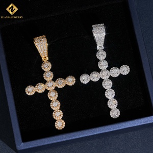 925 <b>Silver</b> Iced Out Jewelry 18K Gold Moissanite Cross Pendant Rose Gold Plated Religious <b>Charm</b> Unisex Hip Hop Style Pendant - Product Image 4