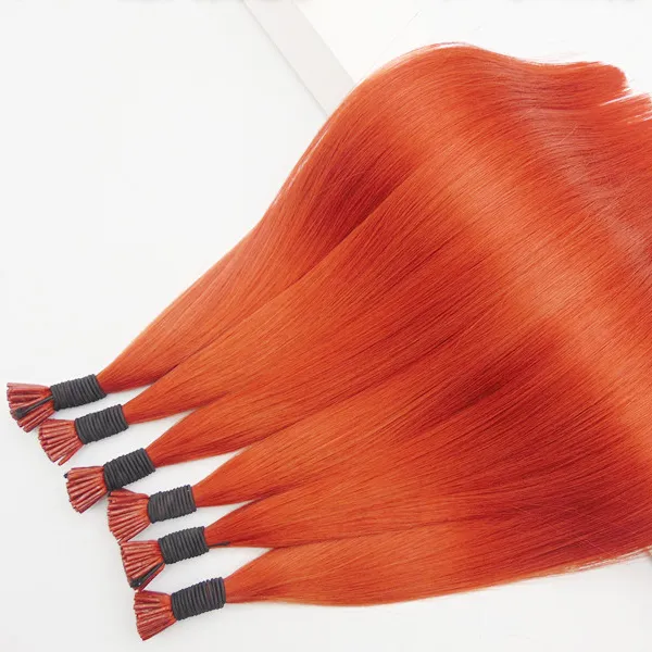 Alibaba china online shopping I Tip hair extension in human hair extension straight red color Cuticle aligned double drawn