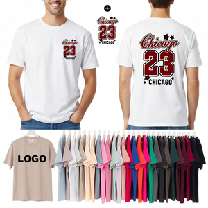 Camisetas Deportivas Extra Grandes de Algodón de 230 g/m² para <span class=keywords><strong>Hombre</strong></span>, con Logotipo Bordado, Antiarrugas, <span class=keywords><strong>Cuello</strong></span> Redondo, Manga Corta - Product Image 1
