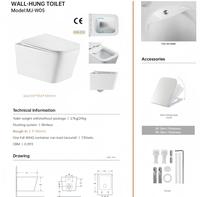 WC mural monobloc moderne blanc YADY, cuvette de toilette, toilette de salle de bain, réservoir dissimulé, drainage en forme de P