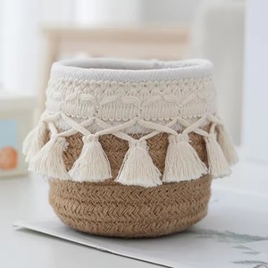 Comb Brushes Mini Storage Basket Boho Cosmetic Brushes Storage <b>Makeup</b> Brushes Container for <b>Vanity</b> Desktop Bathroom - Product Image 3