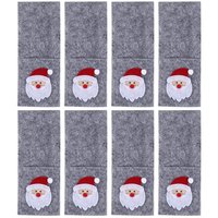 Porte-couverts de Noël en feutre, pochettes pour couteaux, cuillères et fourchettes, décoration de table de Noël