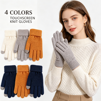 Gants d'hiver tactiles pour femmes en fausse fourrure de cachemire, doublure polaire thermique, gants de téléphone jacquard nid d'abeille chauds
