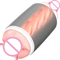 Godet de masturbation double tête avec couvercle, jouet de masturbation manuel pour homme, jouet sexuel adulte en TPE étanche avec vibration