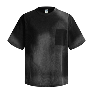 เสื้อยืดคอกลมโอเวอร์ไซส์สำหรับผู้ชาย ลายไล่สี ลำลอง ผ้าลายวาฟเฟิล ความยาวปกติ แขนสั้น - Product Image 2